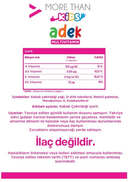 More Than Adek Kids Multivitamin Damla 30 ml