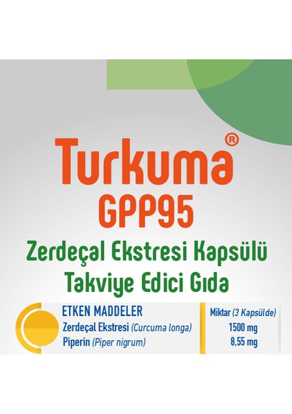 GPP95 Zerdeçal Ekstresi ve Piperin 30 Kapsül