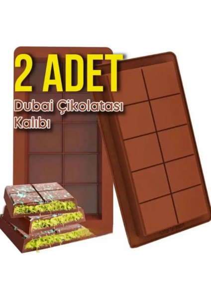 2 Li 10 Dilimli Dubai Çikolatası Kalıbı Silikon Çikolata Kalıbı