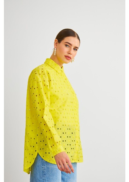 Chiko Taş Işlemeli Sarı Brode Gömlek modelleri