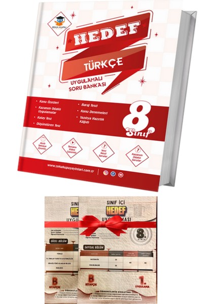 8.sınıf Hedef Türkçe Uygulamalı Soru Bankası + Genel Deneme Hediyeli Zeka Küpü Yayınları