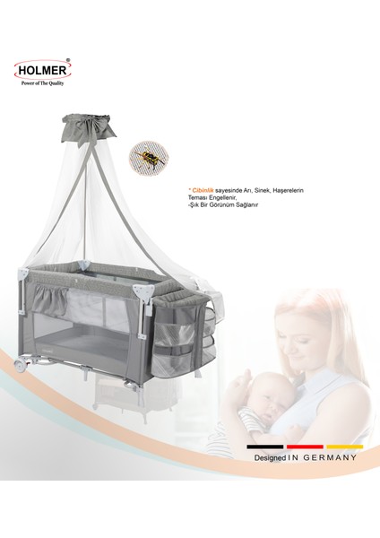 Coolstyle Anne Yanı Cibinlikli Oyun Parkı/park Yatak 70 x 110 cm + Aloevera Yatak