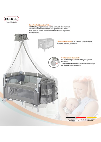 Coolstyle Anne Yanı Cibinlikli Oyun Parkı/park Yatak 70 x 110 cm + Aloevera Yatak