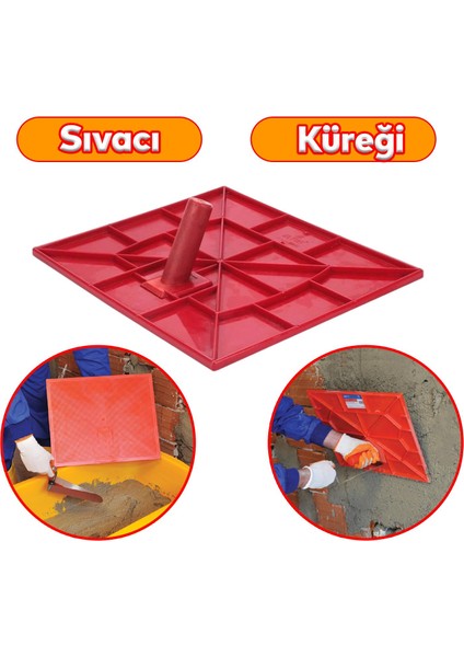 Saplı Plastik Sıvacı Küreği Harç Duvar Beton Sıva Yayma 44X36 cm Boyutunda Plastik Sap