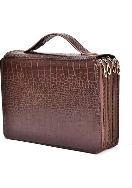 Yeni Timsah Pu Öğrenci Malzemesi Kırtasiye Kapasiteli Kalem Kahverengi Desenli Çantası Büyük - (Yurt Dışından)