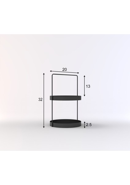 2 Katlı Siyah Metal Organizer - Çok Amaçlı Düzenleyici - Luna