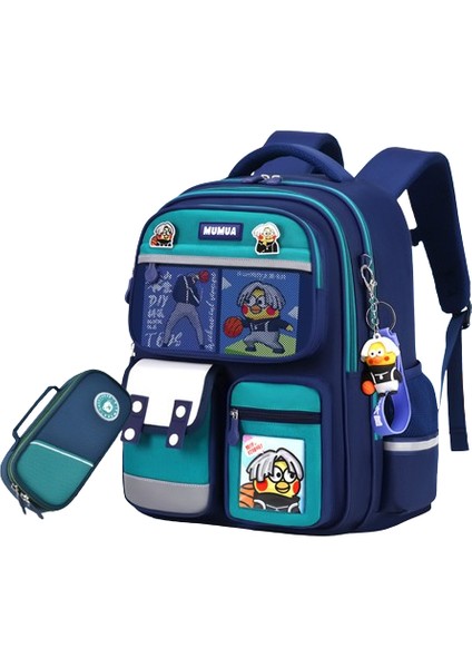 Ilkokul Öğrencilerinin Sırt Çantası Çocuk Omurga Koruma Sırt Çantası Su Geçirmez Büyük Kapasiteli Kalem Kutusu ile (Yurt Dışından)