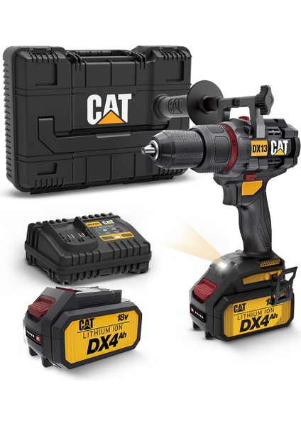 DX13.1 - 18 Volt - 4.0 Ah Li-İon 80NM Çift Akülü Kömürsüz Şarjlı Darbeli Matkap