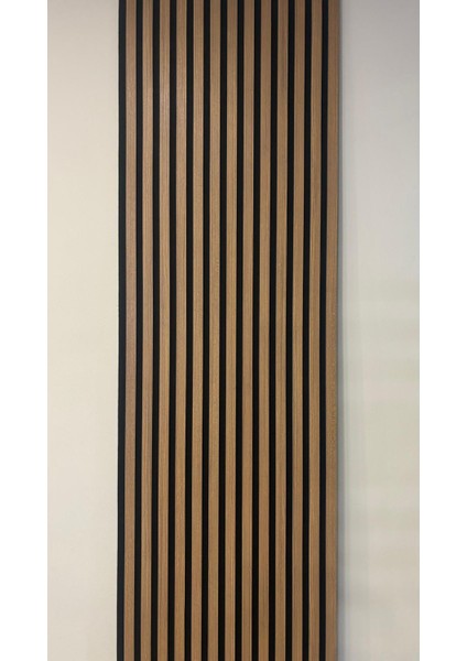 Özel Kompozit Mdf / Neme Dayanıklı Akustik Duvar Paneli / 60X280 / Koyu Teak /10 mm Keçe /10 mm Çıta