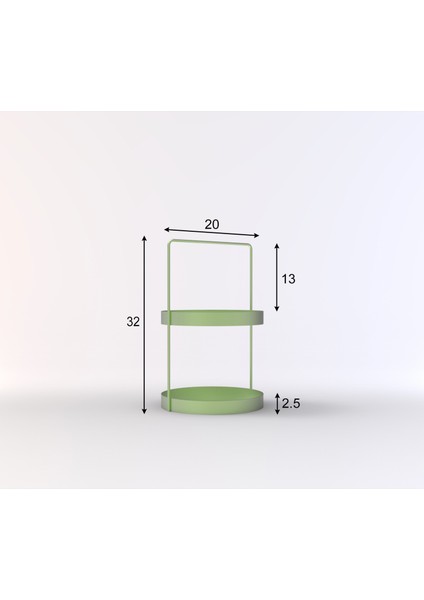 2 Katlı Yeşil Metal Organizer - Çok Amaçlı Düzenleyici - Luna