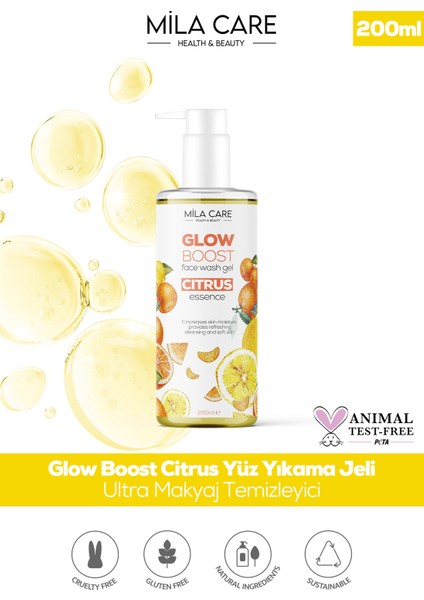 Glow Boost Citrus Makyaj ve Yüz Yıkama Jeli 200 Ml x 2 Adet