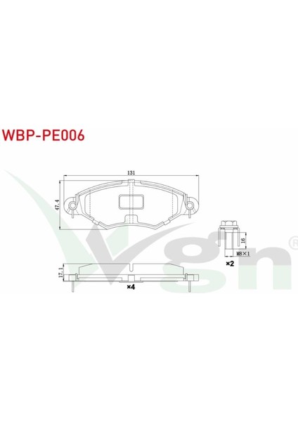Fren Balata On Peugeot 206 (2A/C) 1.4 Hdı 1998-2006 / 206 (2A/C) 1.6 Hdı 1998-2006 / 306 (7b,n3,n5) 1.4i 1993-2002