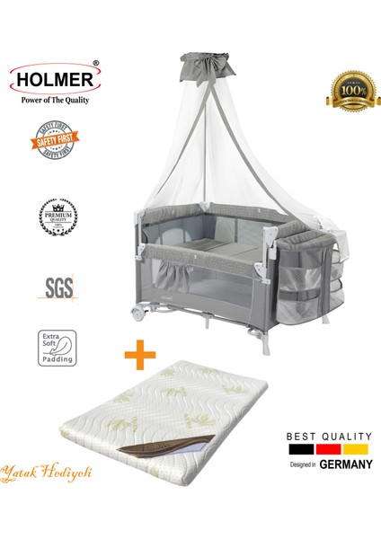 Coolstyle Anne Yanı Cibinlikli Oyun Parkı/park Yatak 70 x 110 cm + Aloevera Yatak