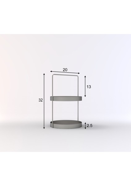 2 Katlı Gri Metal Organizer - Çok Amaçlı Düzenleyici - Luna