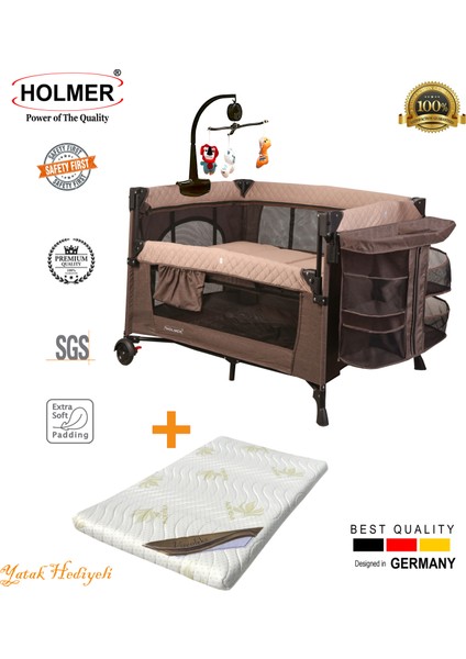 Maxi Comfort Coolstyle Anne Yanı-Deluxe Kumaş Premium Oyun Parkı Bej + Aloevera Yatak 70X110 cm