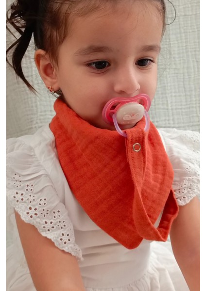 2'li %100 Pamuk 8 Katlı Müslin Emzik Askılıklı Kız Erkek Bebek Salya ve Mama Önlüğü *kiremit*yeşil fırsatları