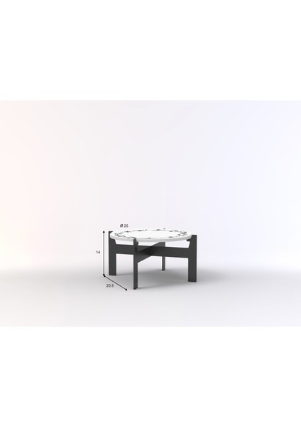 Siyah Metal Dekoratif Mini Sehpa - Yüksek Sunum Standı - İnce Desen Blume