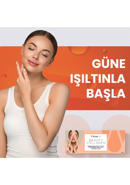 Beauty Collagen Hidrolize Kollajen (Tip 1 ve Tip 3), Hyaluronik Asit, Glisin, L-Lizin ve Vitamin C İçeren Takviye Edici Gıda 30 Saşe