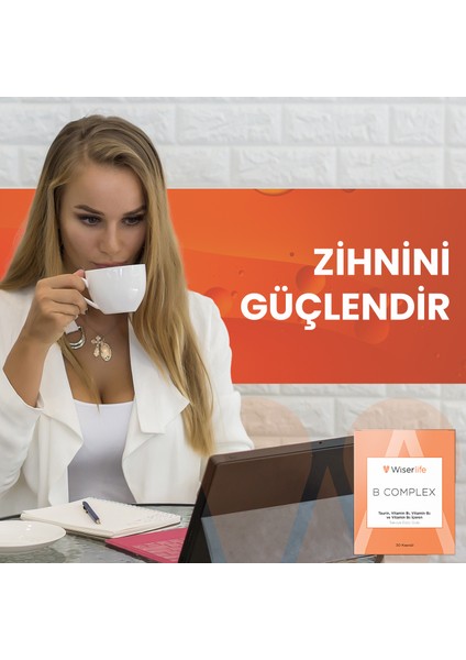 B Complex Taurin, Vitamin B1, Vitamin B2 ve Vitamin B5 İçeren Takviye Edici Gıda 30 Kapsül fiyatları