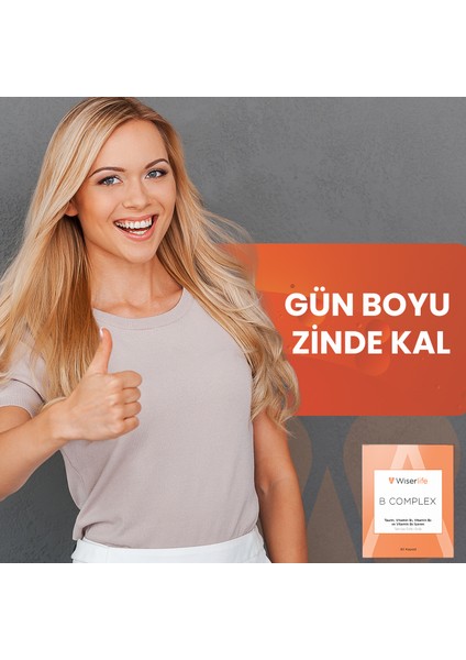 B Complex Taurin, Vitamin B1, Vitamin B2 ve Vitamin B5 İçeren Takviye Edici Gıda 30 Kapsül fırsatları