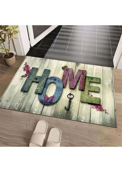 Desen Karışımı Ahşap Görünümlü Home Kapıönü Paspası