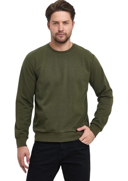 Erkek Yağmur Desen Sıfır Yaka Sweat