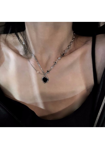 High-End Hafif Lüks Titanyum Çelik Kolye Kadın Niş Tasarımı Sıcak Kız Inci Köprücük Kemiği Zinciri Moda Çok Yönlü Aksesuar (Yurt Dışından)