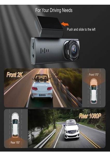 Dvr+Wi-Fi 1920/1080P Gece Görüşlü 170º Geniş Açı Algılama Sensör Araç Içi Kamera Dash Cam