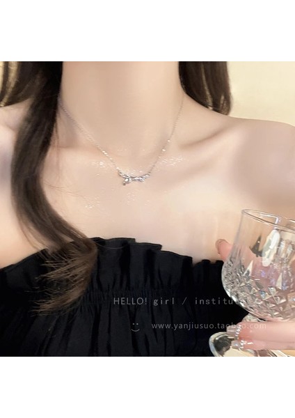 High-End Hafif Lüks Titanyum Çelik Kolye Kadın Niş Tasarımı Sıcak Kız Inci Köprücük Kemiği Zinciri Moda Çok Yönlü Aksesuar (Yurt Dışından)