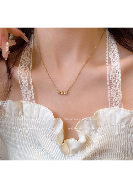 High-End Hafif Lüks Titanyum Çelik Kolye Kadın Niş Tasarımı Sıcak Kız Inci Köprücük Kemiği Zinciri Moda Çok Yönlü Aksesuar (Yurt Dışından)