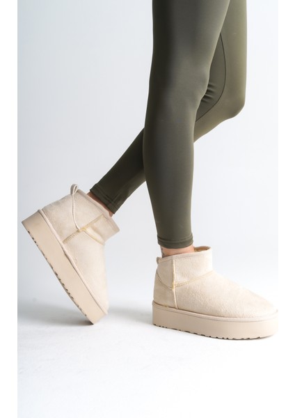 Kadın Süet Yüksek Taban Ug Örgülü Bot