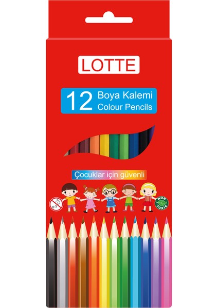 | Kuru Boya Kalemi Seti, Kırılmaya Karşı 3 mm Uçlu, Çocuklar Için Güvenli Boya Kalemi, 12 Renkli Set
