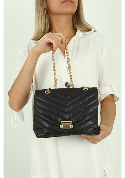 Siyah Çizgili Model Askılı Omuz Çantası PS2059 fiyatları