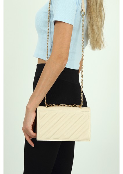 Krem Kadın Askılı Omuz Çantası PS2084 fiyatları