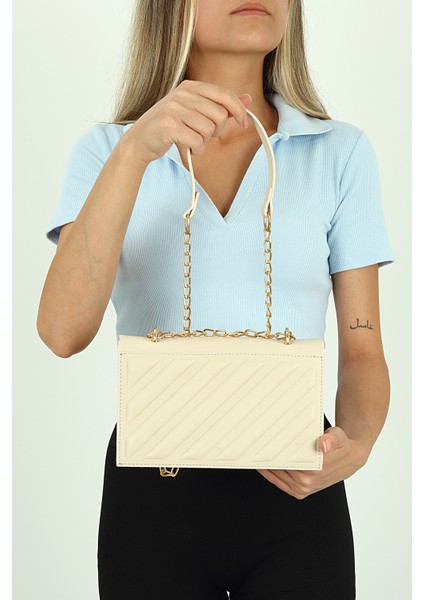 Krem Kadın Askılı Omuz Çantası PS2084 modelleri