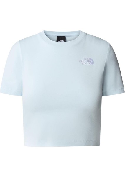 W S/S Essential Cropped Slim Tee Kadın Mavi T-Shirt