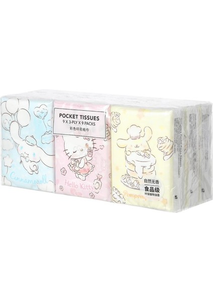 Sanrio Lisanslı Kokusuz Baskılı Kağıt Mendil (9 Adet)