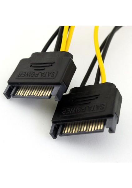 1x Çift Sata 15 Pin Erkek Pcı-E Express 6 + 2 Pin 8pin Dişi Video Güç Konektörü Adaptörü Y Splitter Kablosu 20 cm (Yurt Dışından)