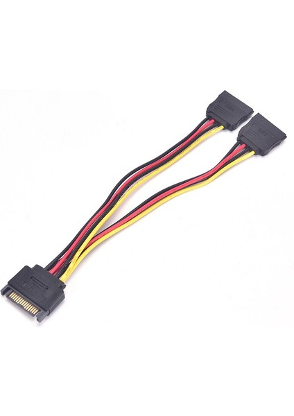 90 Derece Güç Adaptörü 15 Pin Sata Güç Kablosu Erkek Kadın 2 Sata Splitter Kablo HDD Y Splitter Evrensel Konnektör Adaptörü (Yurt Dışından)