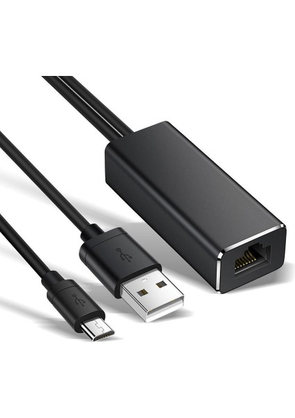 Chromecast Fire Tv Stick Için 2'si 1 Arada Mikro Usb/usb'den RJ45 Ethernet Adaptör Kablosuna (Yurt Dışından)