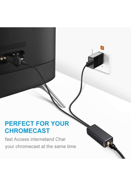 Chromecast Fire Tv Stick Için 2'si 1 Arada Mikro Usb/usb'den RJ45 Ethernet Adaptör Kablosuna (Yurt Dışından)
