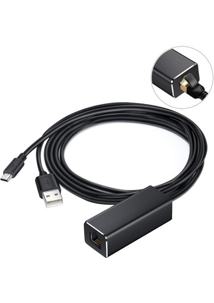 Chromecast Fire Tv Stick Için 2'si 1 Arada Mikro Usb/usb'den RJ45 Ethernet Adaptör Kablosuna (Yurt Dışından)