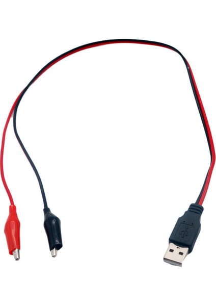 1 Adet Timsah Klip USB Erkek Test Tel Adaptörü Kırmızı Siyah Tel Timsah Klip Test Kablosu 50 cm (Yurt Dışından)