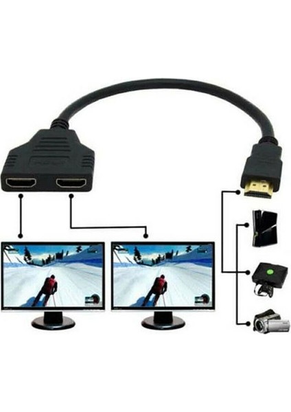 Hdmı 2 Çift Bağlantı Noktalı Y Ayırıcı 1080P Hdmı V1.4 Erkek - Çift Dişi Adaptör Kablosu (Yurt Dışından) modelleri