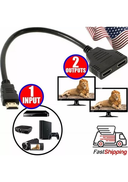 Hdmı 2 Çift Bağlantı Noktalı Y Ayırıcı 1080P Hdmı V1.4 Erkek - Çift Dişi Adaptör Kablosu (Yurt Dışından) indirimleri