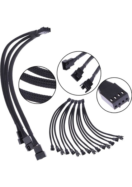 1 Adet Splitter Siyah Kollu 26.5 cm Uzunluk Uzatma Kablosu Konektörü Yüksek Kalite 4 Pin Pwm Fan Kablosu 1 Ila 3 Yollu (Yurt Dışından)