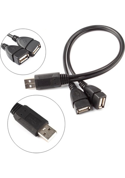 USB 2.0 A Erkek - 2 Çift Çift USB Dişi Splitter Kablo Uzatma Hub Şarj Cihazı Sync #78970 (Yurt Dışından)