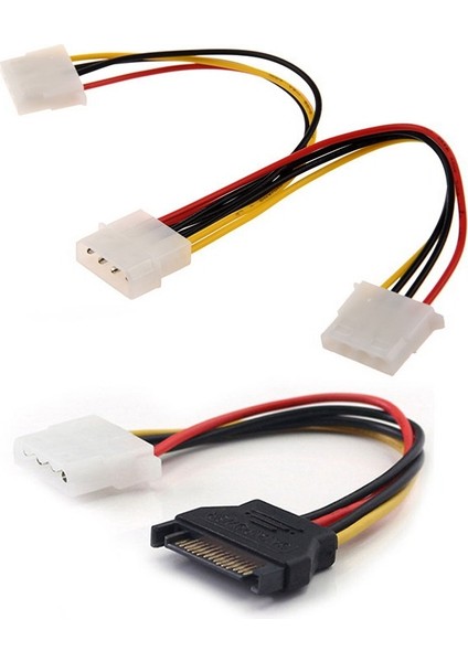 Bilgisayar Molex 4 Pin Besleme Y Splitter Kablosu ve Sata Dişi Molex Erkek Adaptör Dönüştürücü Kablosu, 6 Inç (Yurt Dışından)