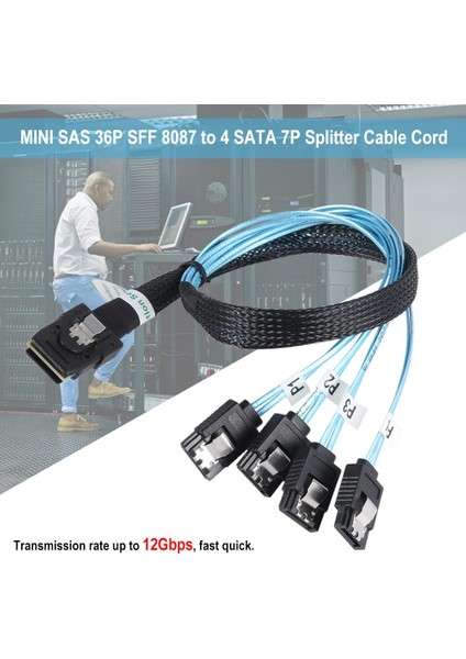 Sas Sata Kablosu Mini-Sas SFF-8087 - 4 Sata Kablosu Mini Sas 4i SFF8087 36P - 4 Sata 7p Kablo 12GBPS 50CM Sabit Disk Verileri Forminer (Yurt Dışından)
