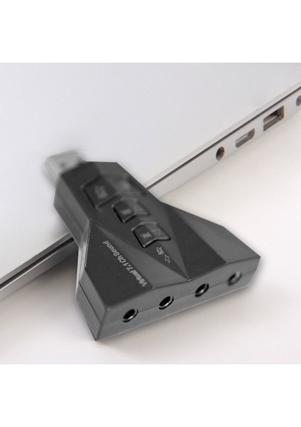 Sanal 7.1 Kanal Ses Ses Kartı Adaptörü Dizüstü Pc Mikrofon 3.5mm Inters USB Mikrofon Hoparlör Adaptörü Basit Kullanım (Yurt Dışından)